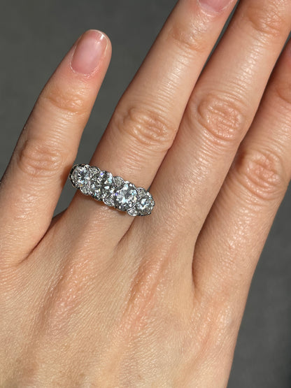 Antique 18K Yellow Gold Topped Platinum 2.62 CTW Four Stone Diamond Ring