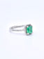 Platinum Emerald Cut Colombian Emerald and Diamond Halo Ring Size 6