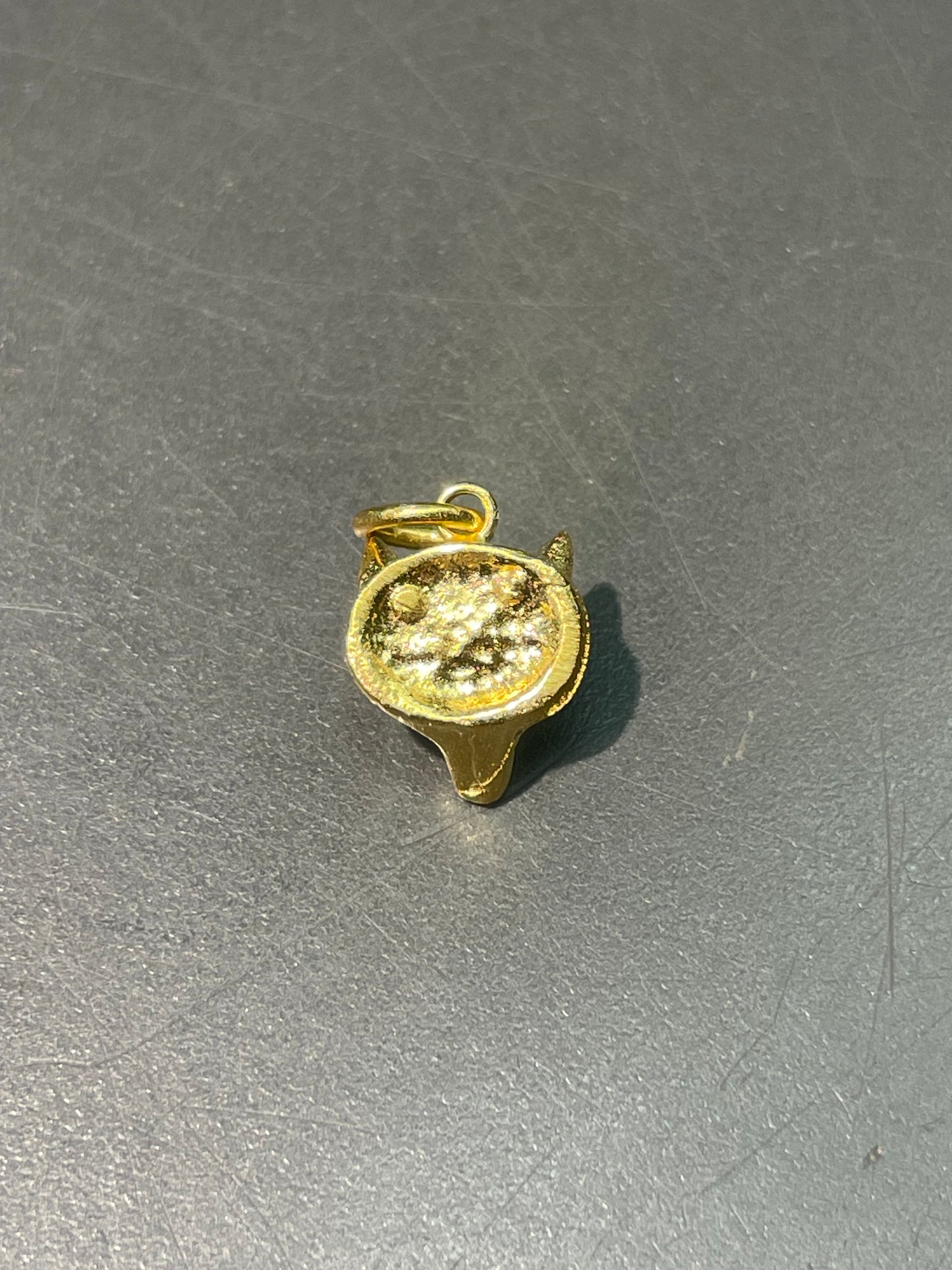 古董 14K 黄金迷你红宝石狐狸吊饰