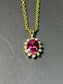 Vintage 14K Gold Tourmaline Diamond Halo Pendant