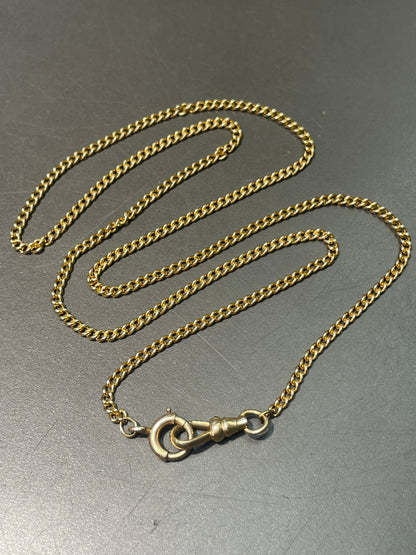 Vintage 14K Yellow Gold 2.0 mm Curb Link Watch Chain Necklace 21.0 inch