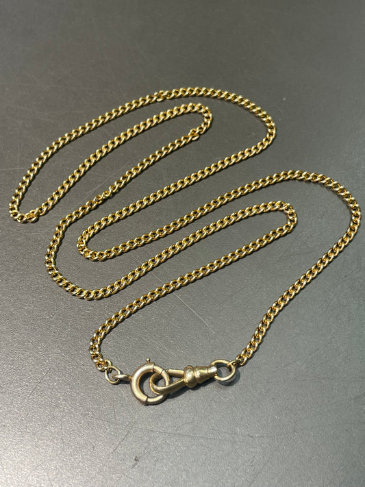 Vintage 14K Yellow Gold 2.0 mm Curb Link Watch Chain Necklace 21.0 inch