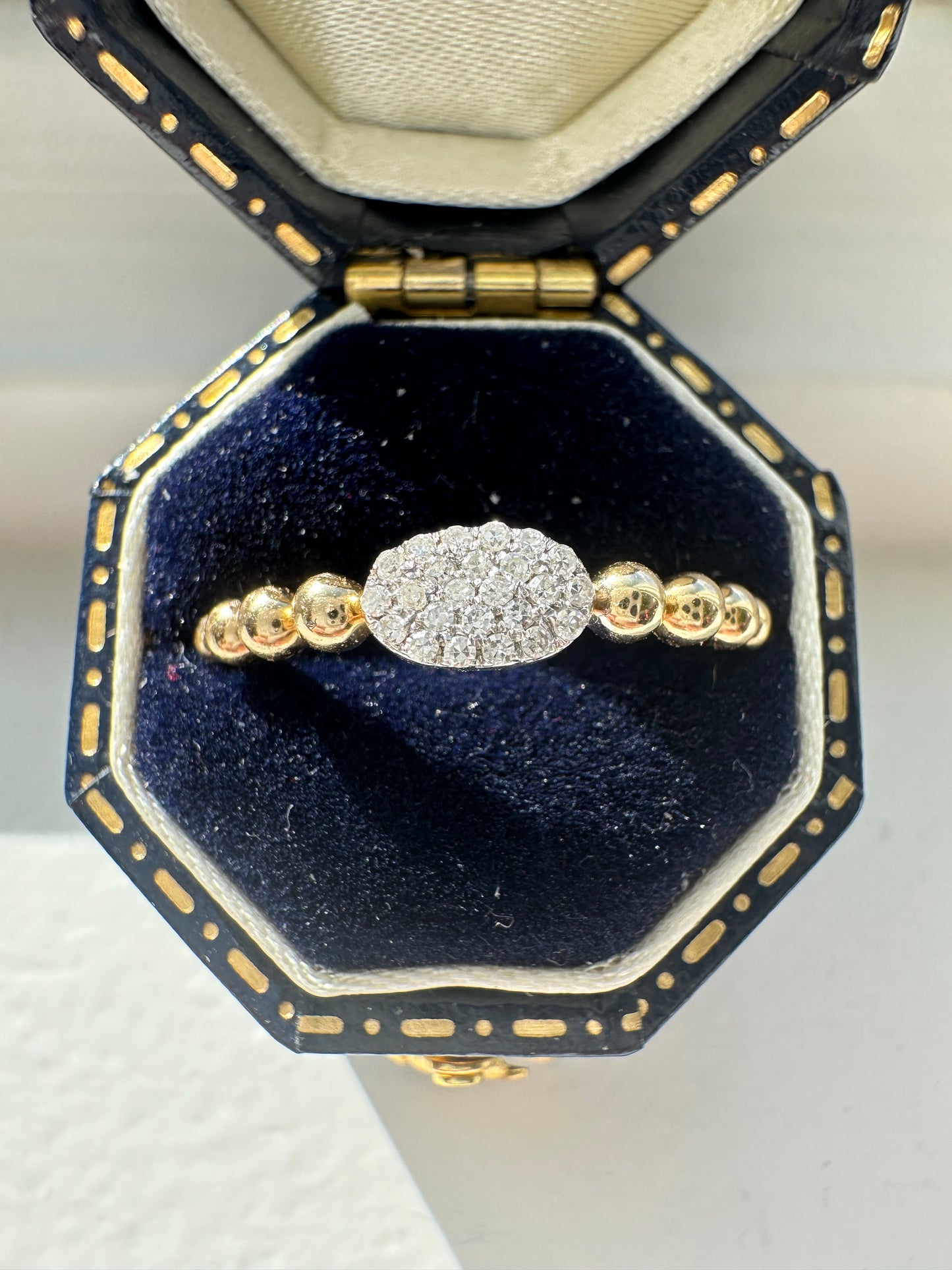 14K 黄金 0.27 CTW 钻石串珠戒指