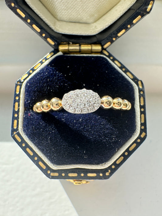14K 黄金 0.27 CTW 钻石串珠戒指