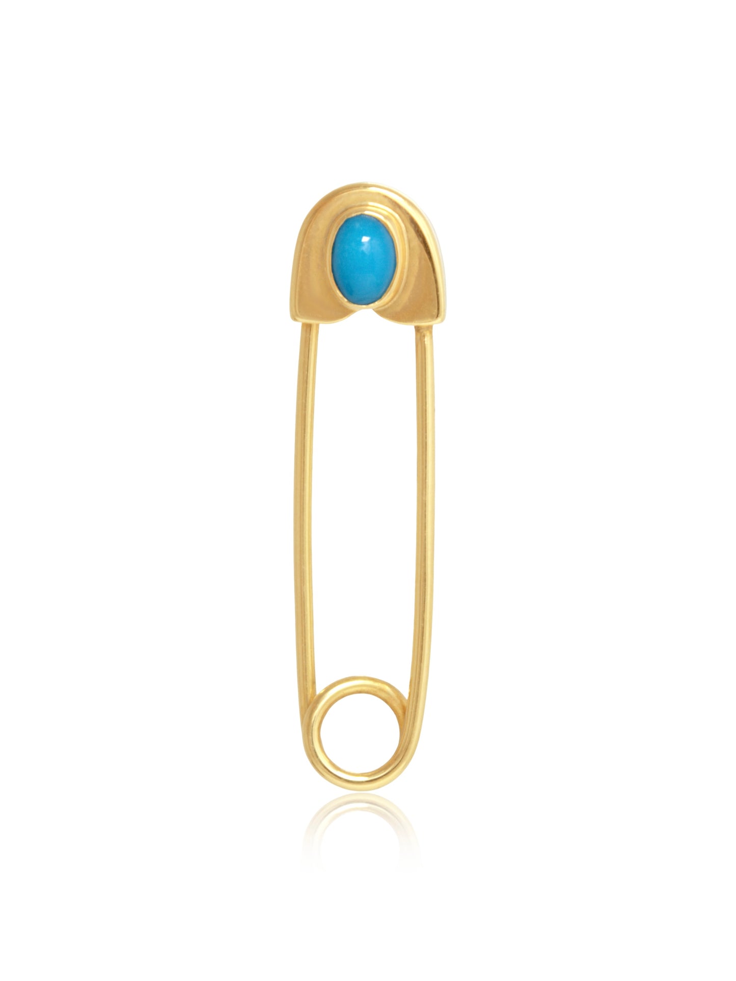 Vintage 18K Gold Turquoise Safety Pin Brooch