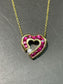 Charles Krypell 18K Gold Ruby Diamond Heart Slide Pendant