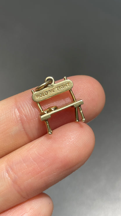 Vintage 14K Gold "Hold Me Tight" Heart Bench Charm