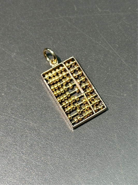 复古 14K 金算盘吊饰
