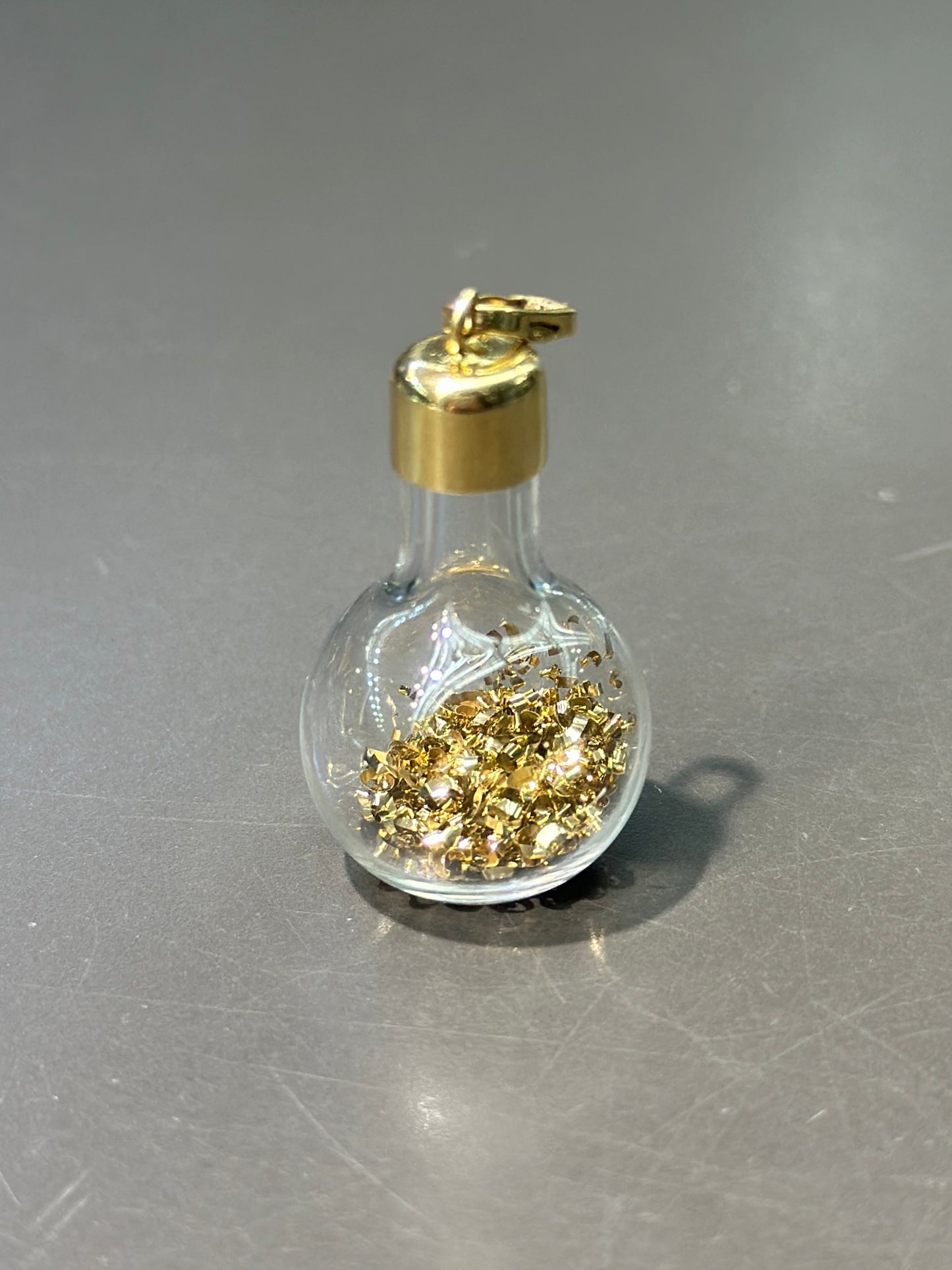 Vintage 18K Gold Dust Bottle Pendant Charm