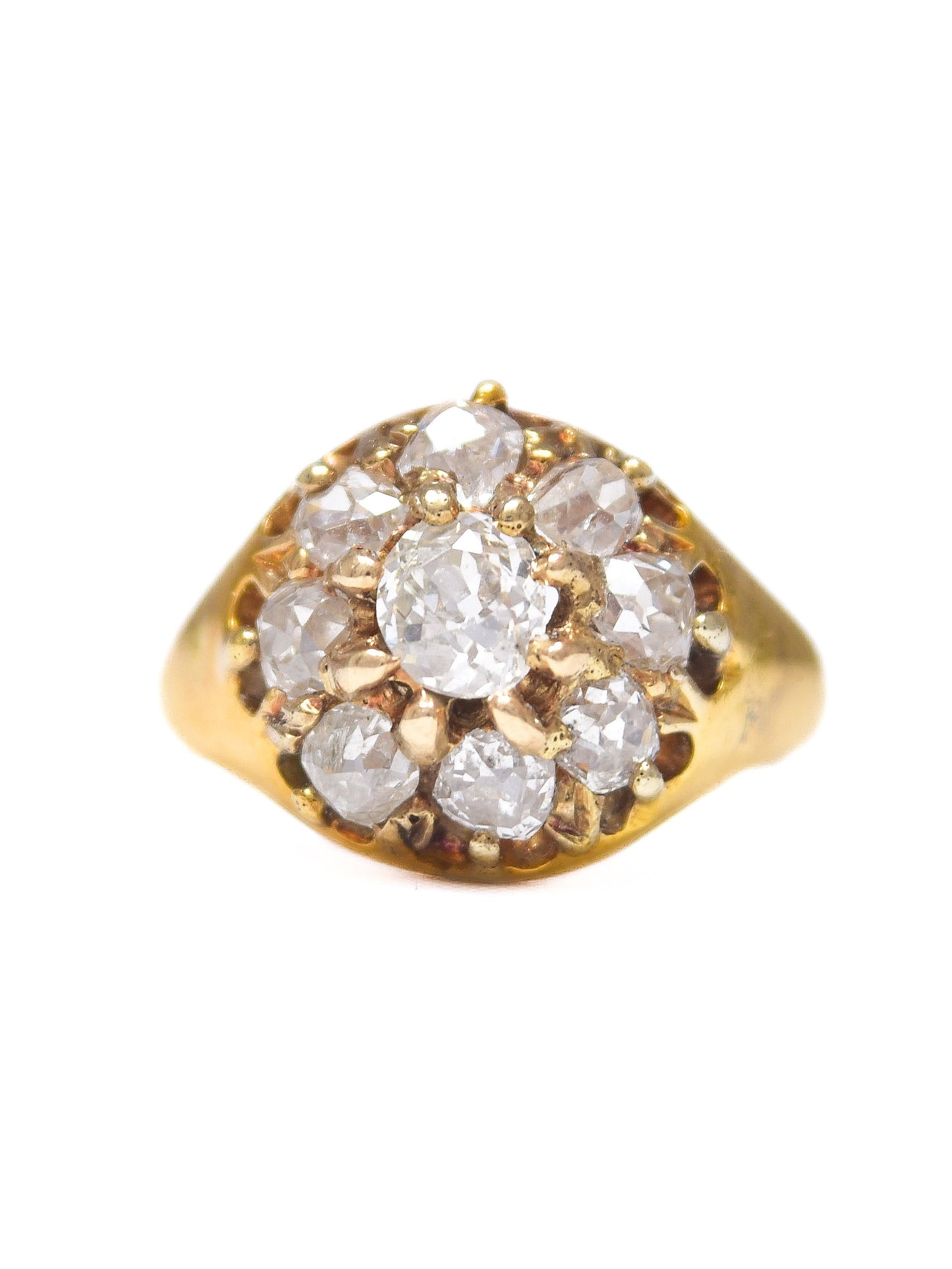 Antique 18K Gold 2.25 CTW Diamond Cluster Ring