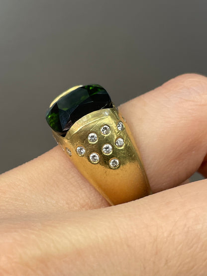 18K 黄金 8.7 CTW 绿碧玺钻石戒指