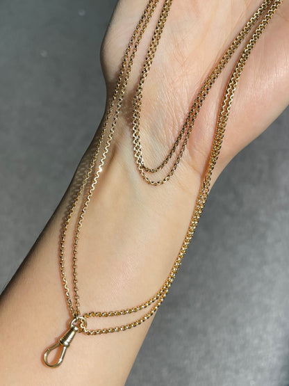 Vintage 14K Gold Longuard Watch Chain Necklace