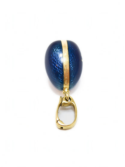 Fabergé 18K Gold Enamel Equestrian Guilloche Egg Pendant