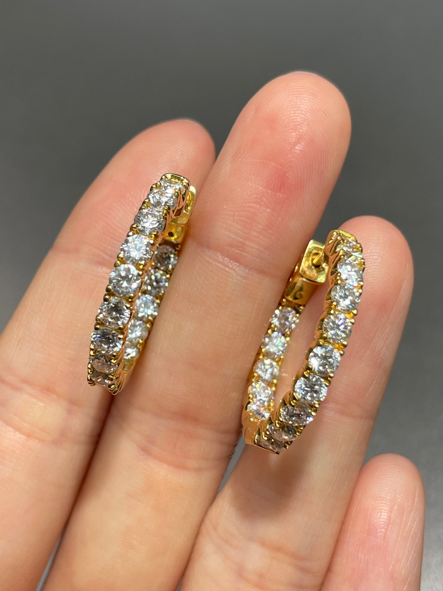 14K Yellow Gold 3.36 CTW Diamond Hoop Earring