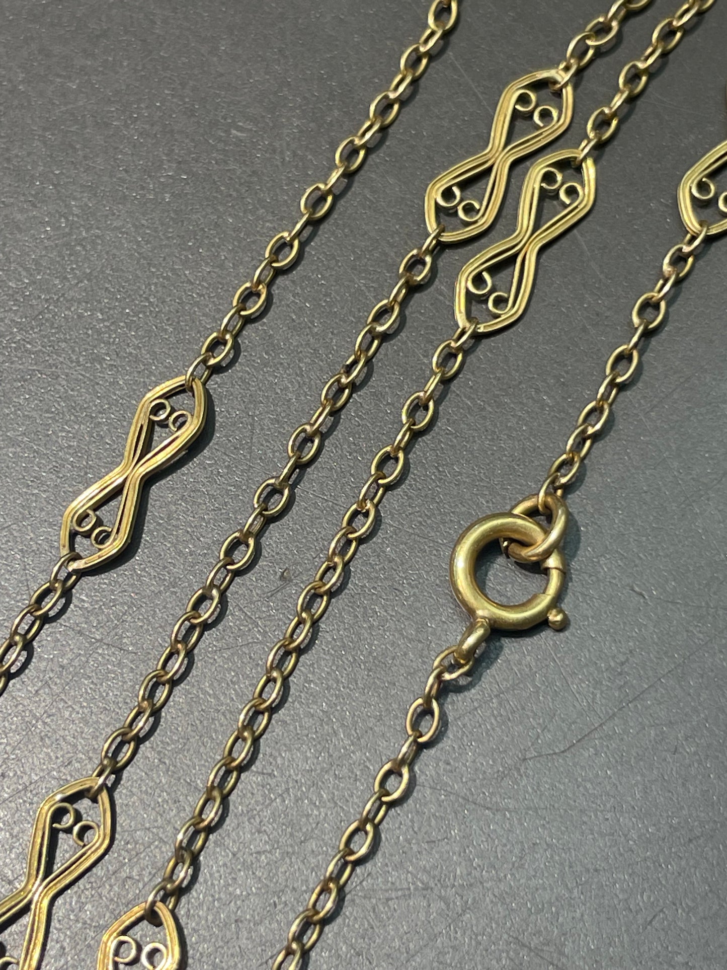 Antique 18K Yellow Gold Filigree Chain Necklace 17.5 inch
