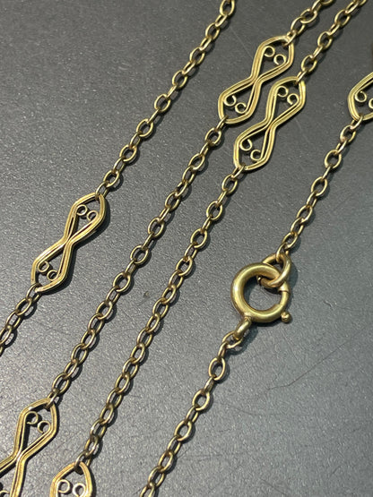 Antique 18K Yellow Gold Filigree Chain Necklace 17.5 inch