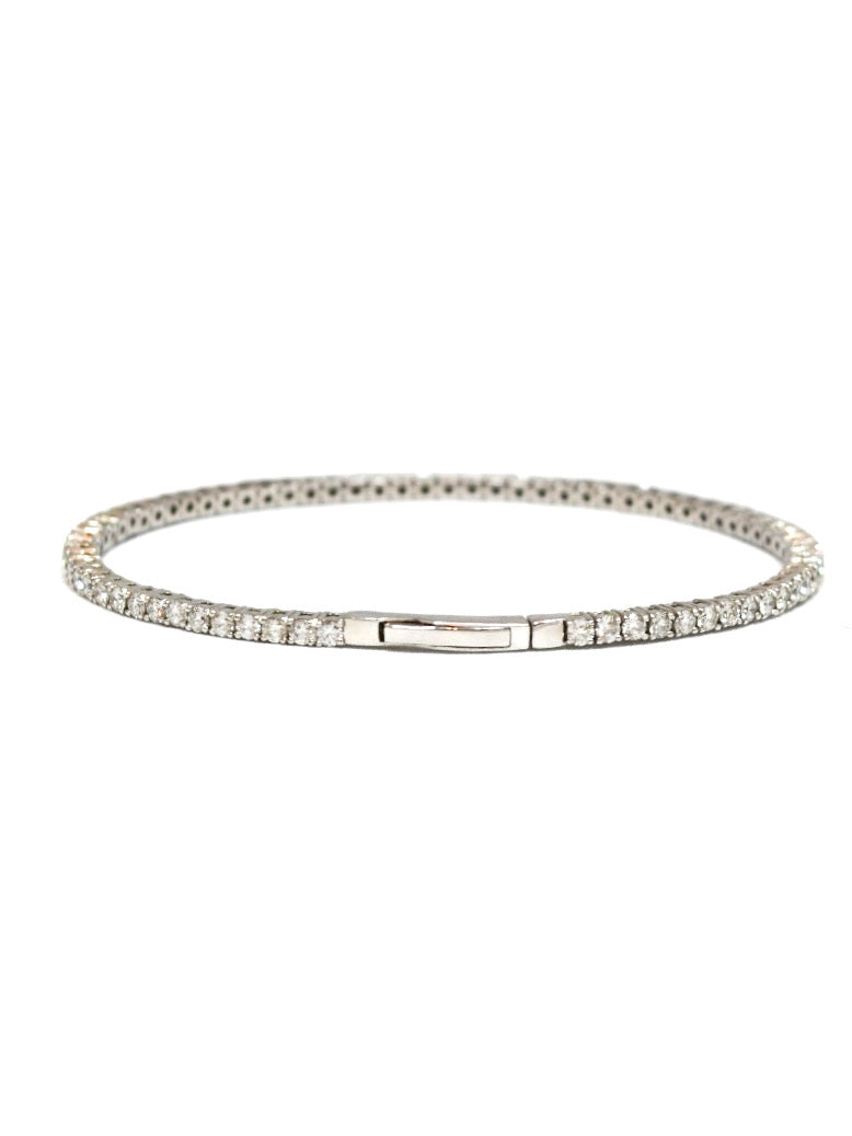 14K White Gold 2.60 CTW Diamond Flex Bangle Bracelet