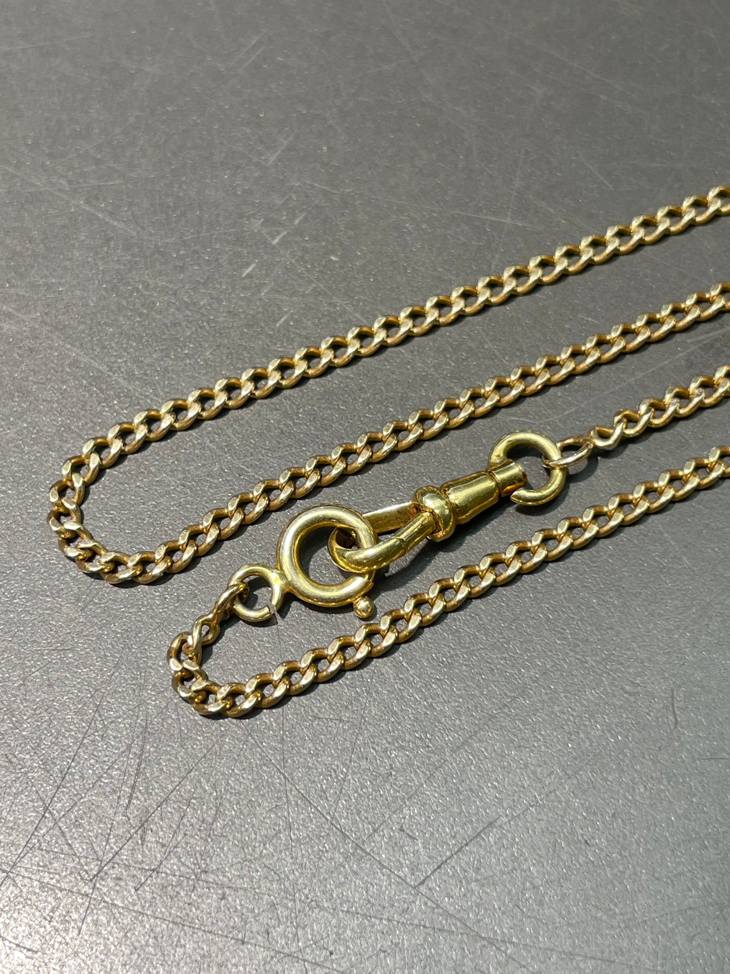 Vintage French 18K Yellow Gold 3.0 mm Curb Link Watch Chain Necklace
