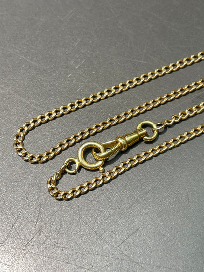 Vintage French 18K Yellow Gold 3.0 mm Curb Link Watch Chain Necklace