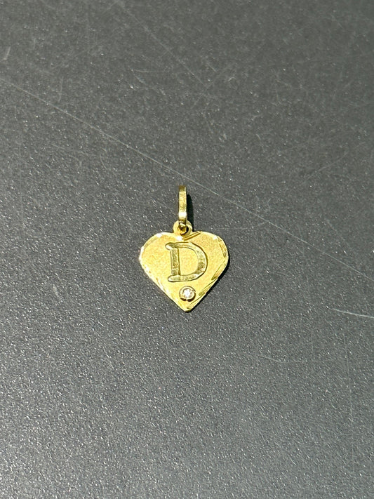 18K Gold Diamond D Inital Charm