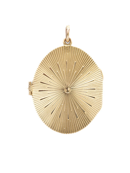 Vintage 14K Gold Engine Turned Locket Book Pendant