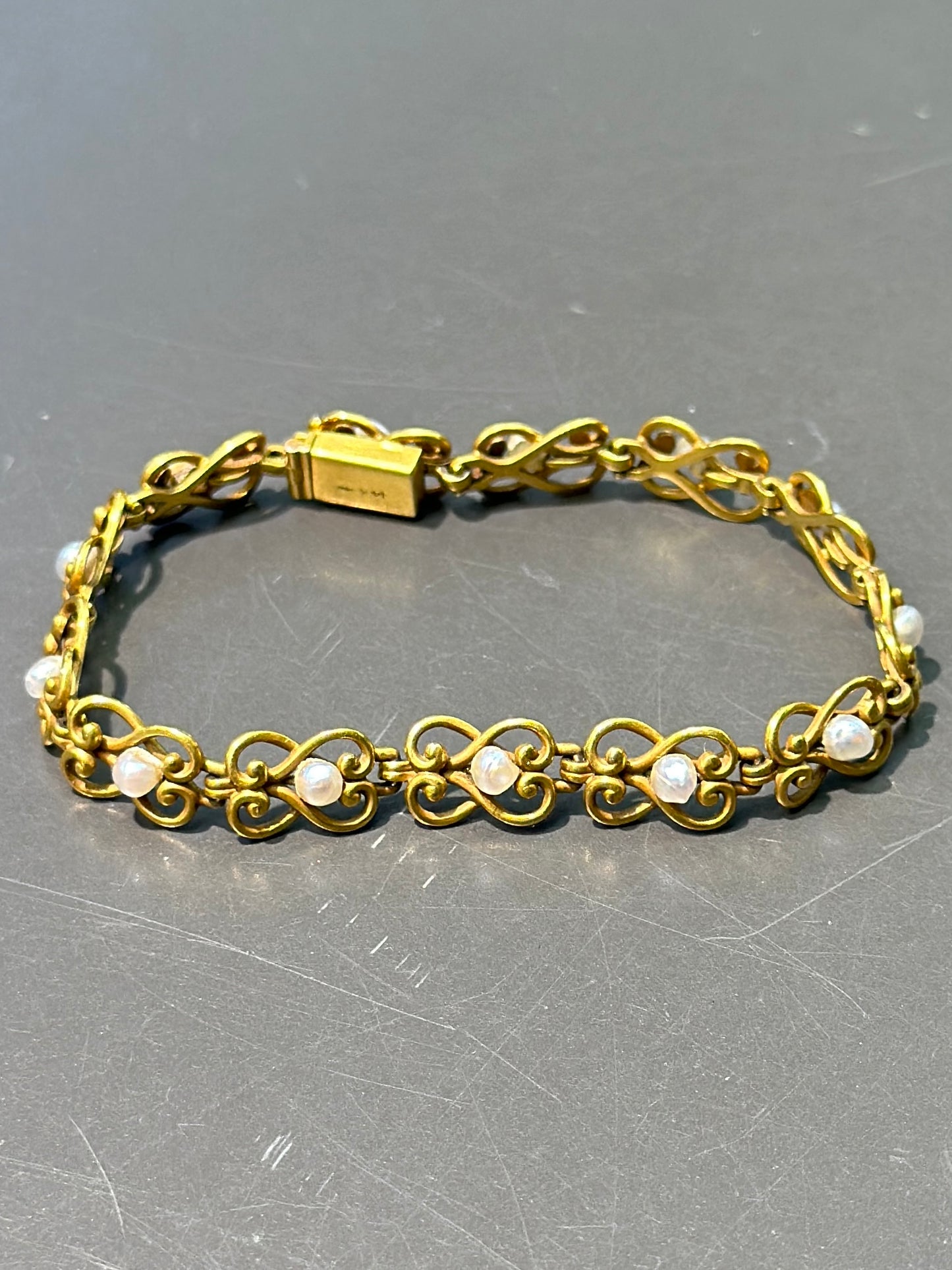 新艺术风格 14K 金天然珍珠手链