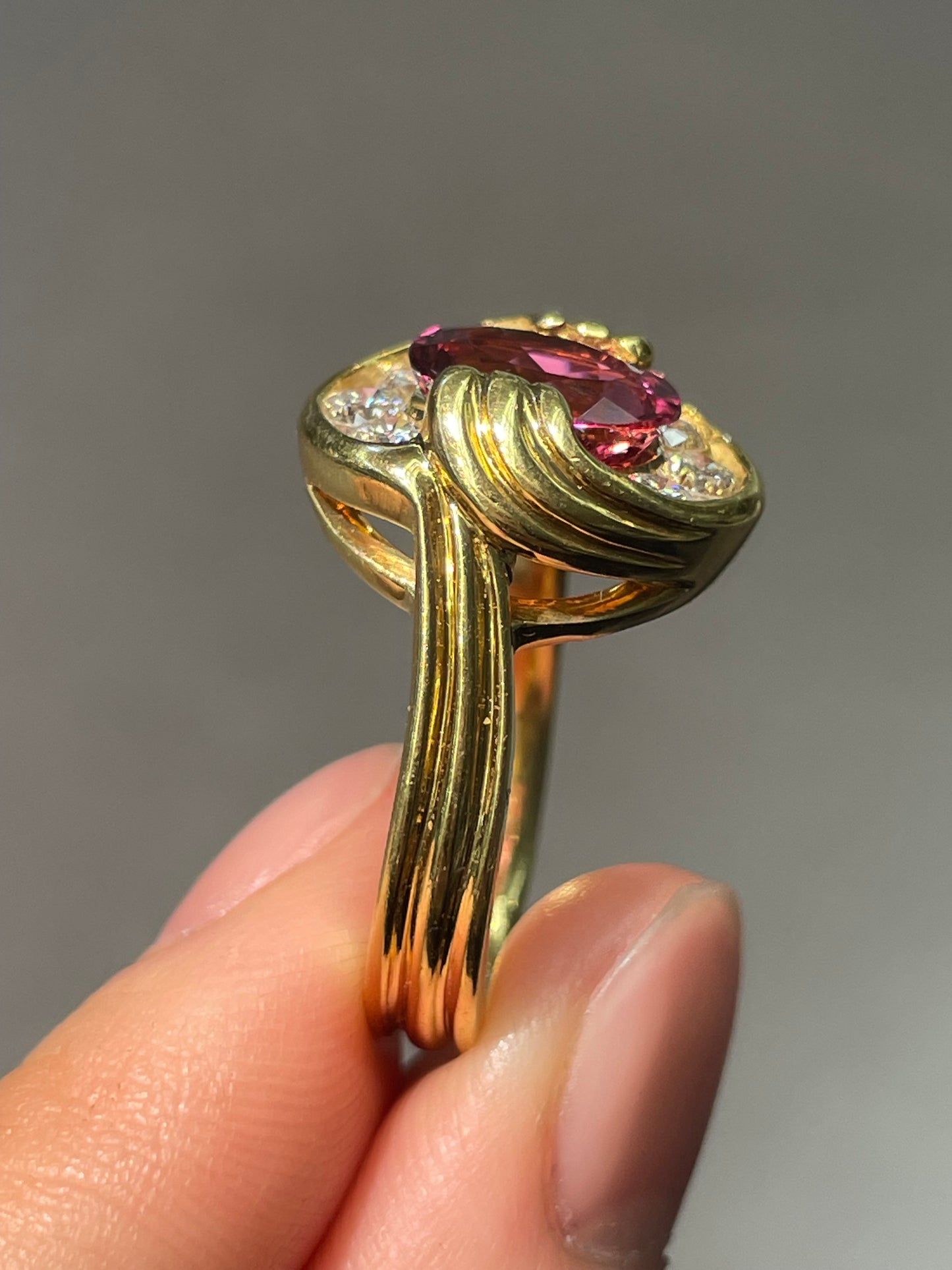Krementz 18K 黄金 3.06 CTW 碧玺钻石光环戒指