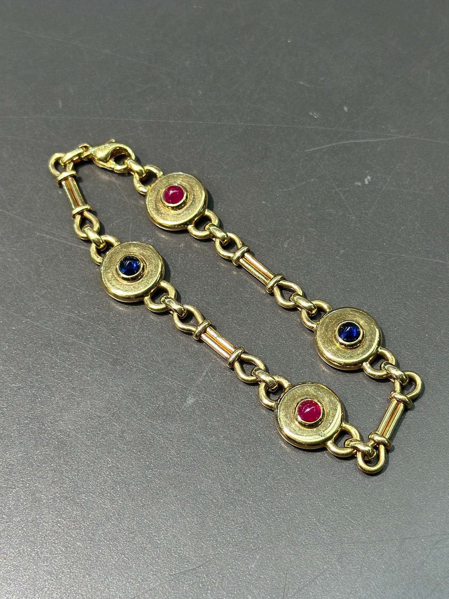 Bracelet Tabbah Vintage Or 18 Carats Rubis et Saphir