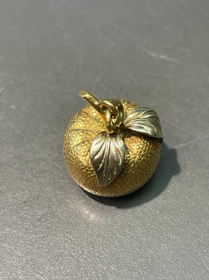 复古 18K 双色金大号橘色吊坠