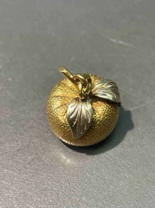 复古 18K 双色金大号橘色吊坠