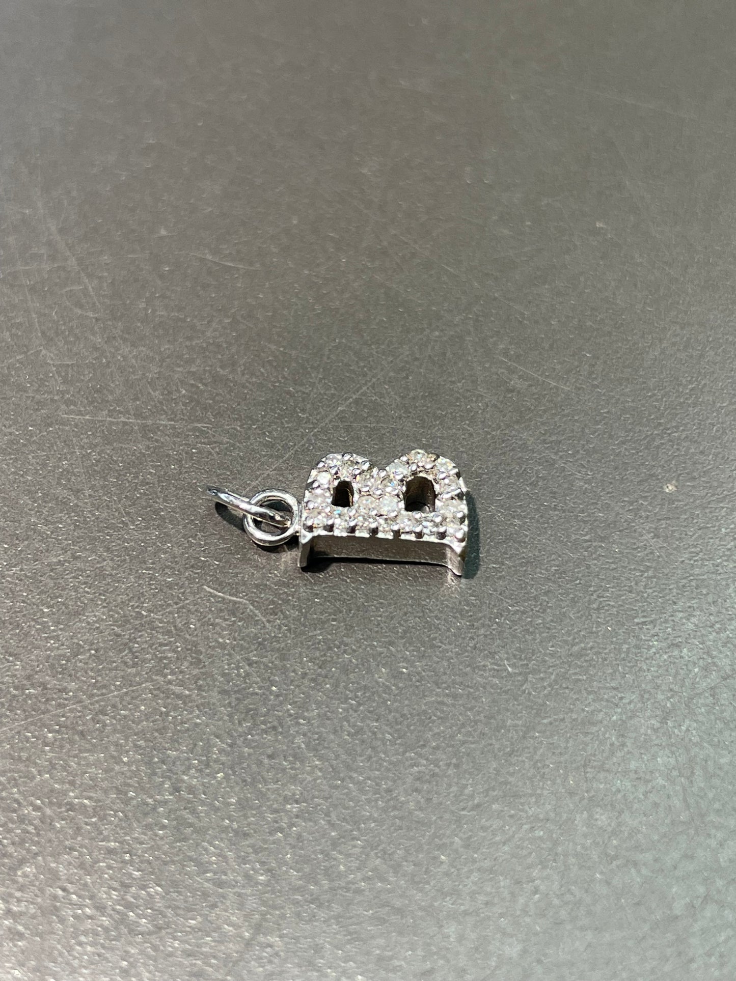 14K White Gold Diamond Letter B Charm