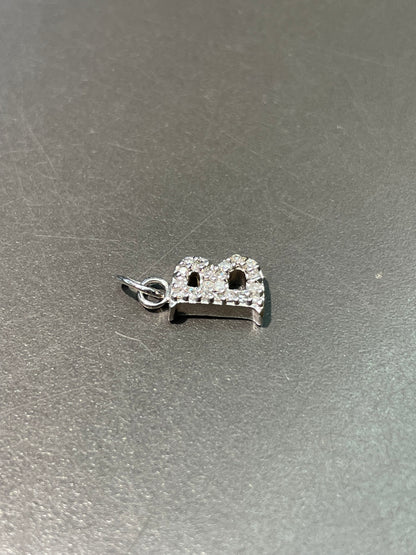 14K White Gold Diamond Letter B Charm