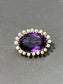 Victorian 14K Gold Amethyst Seed Pearl Halo Brooch