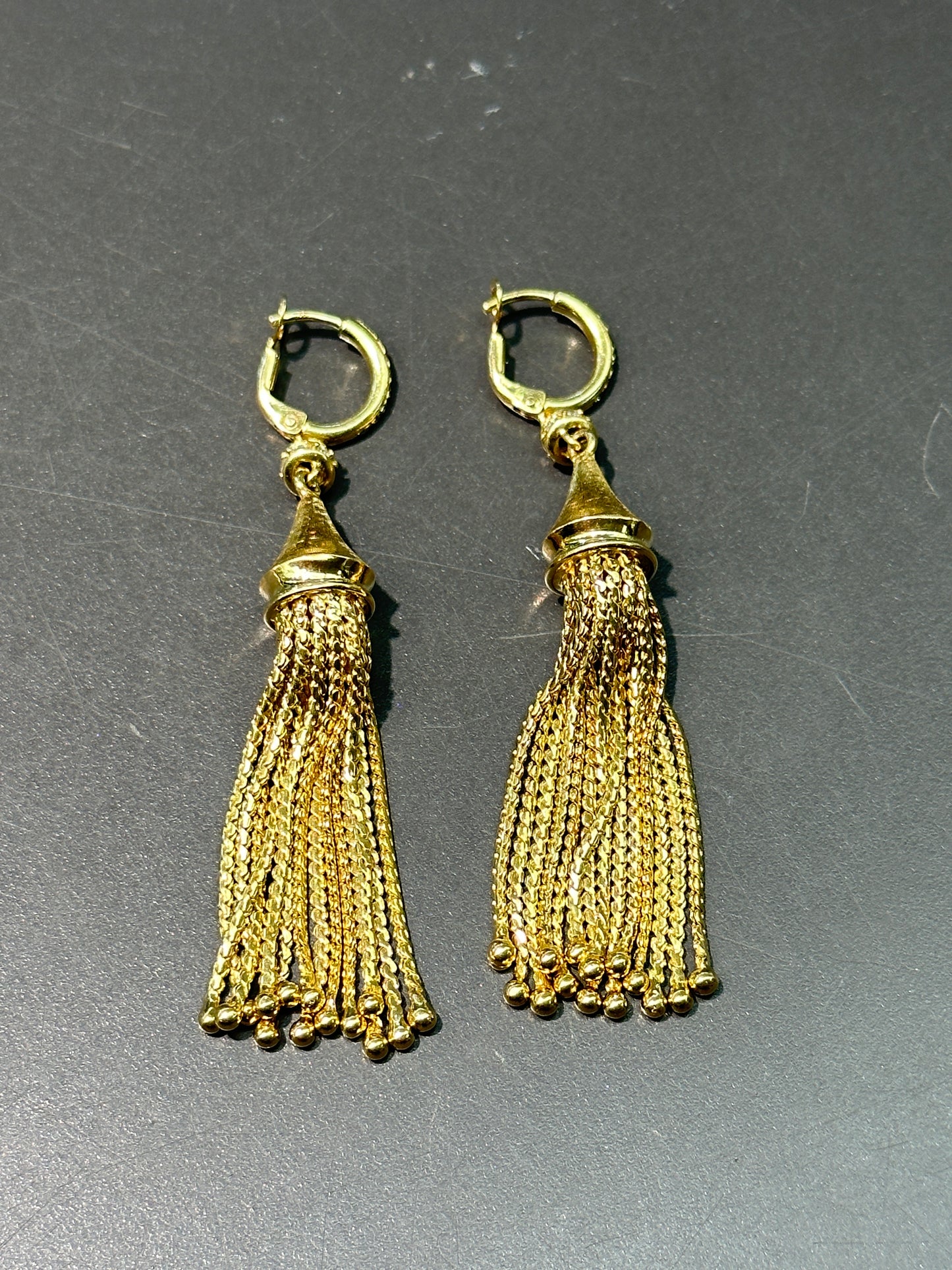 18K Gold Diamond Tassel Earring