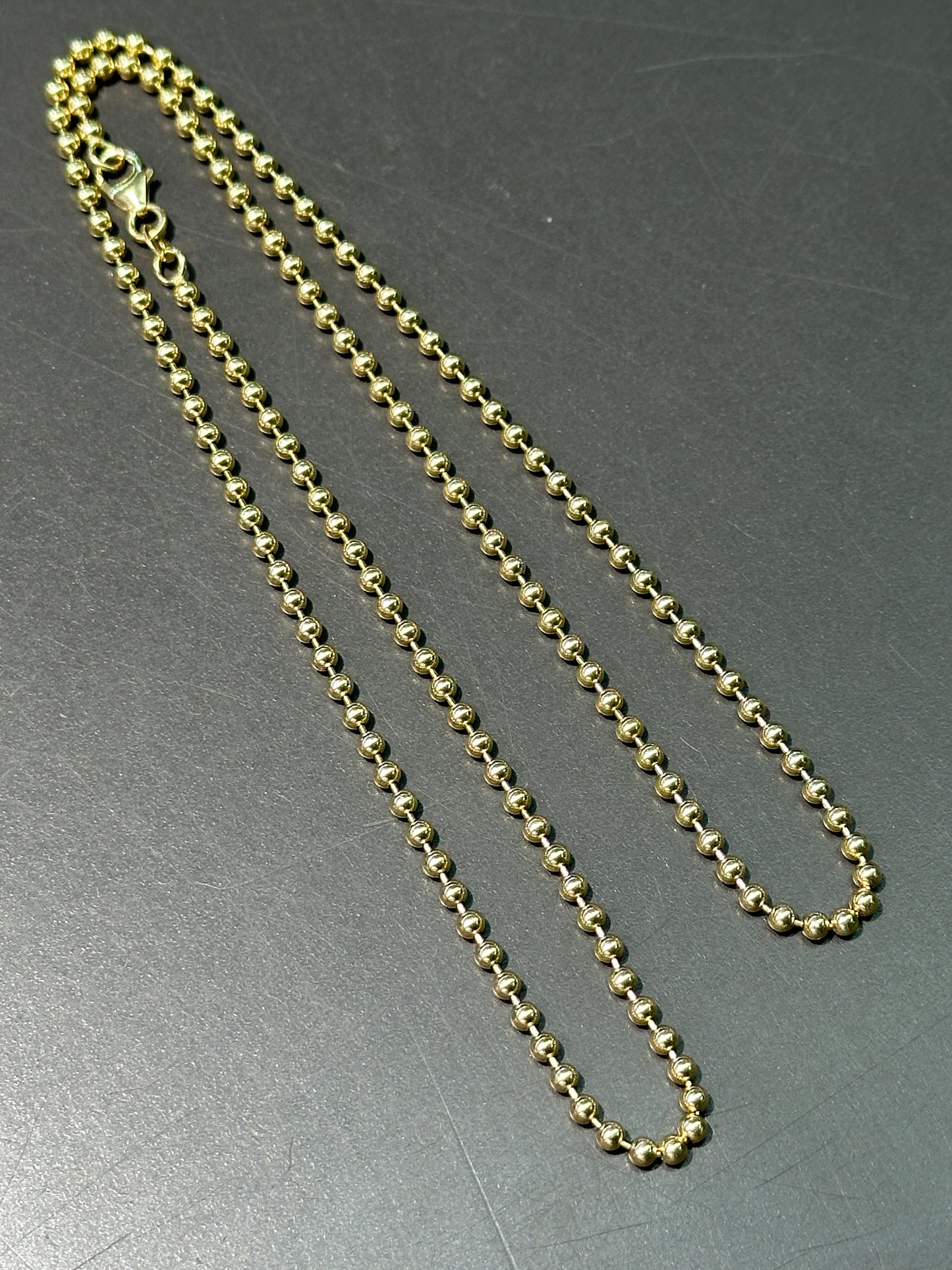 14K Gold Flush Bead Chain Necklace 20.0 inch