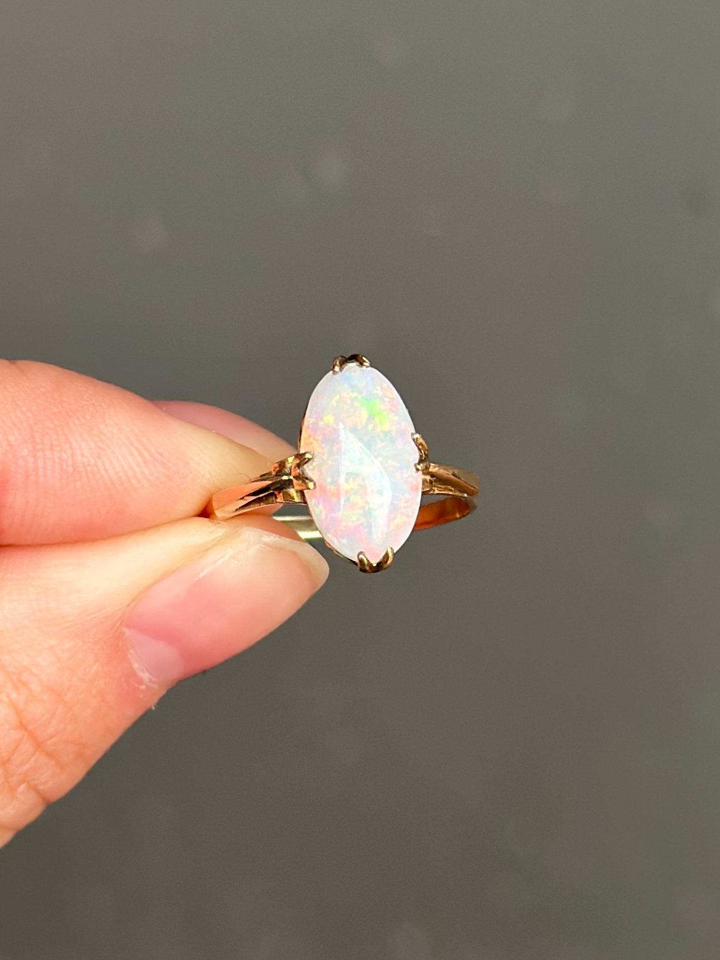 Art Nouveau 14K Gold Opal Ring