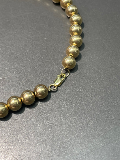 Vintage 14K Yellow Gold 6.0 mm Bead Necklace
