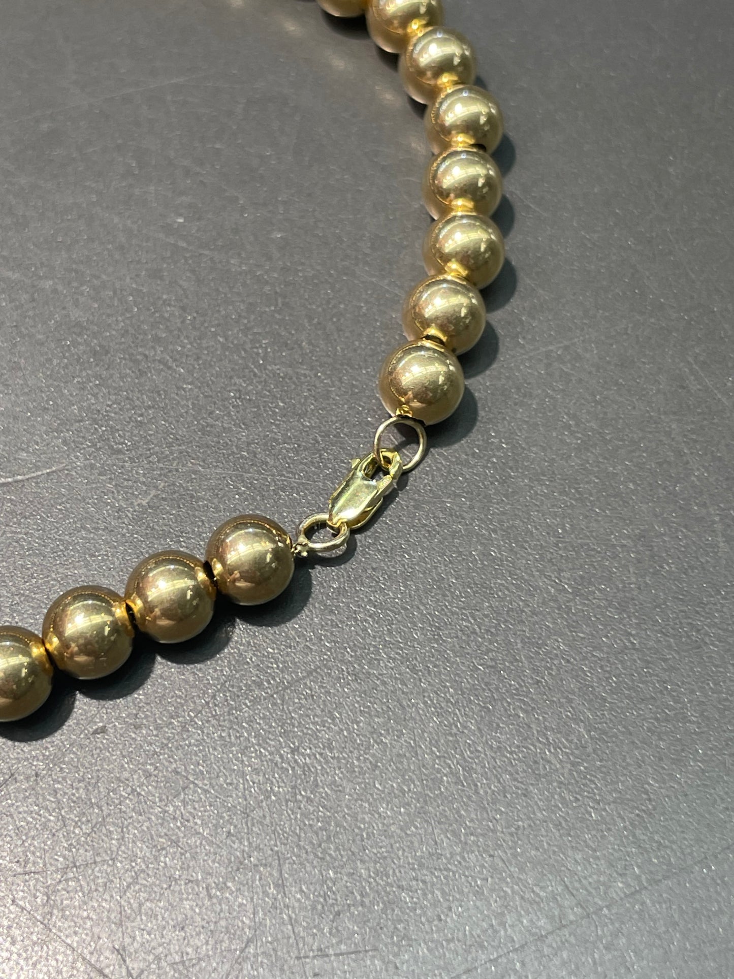 Vintage 14K Yellow Gold 6.0 mm Bead Necklace