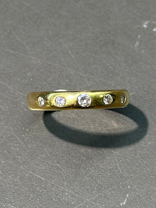 18K Gold Flush Set Diamond Ring