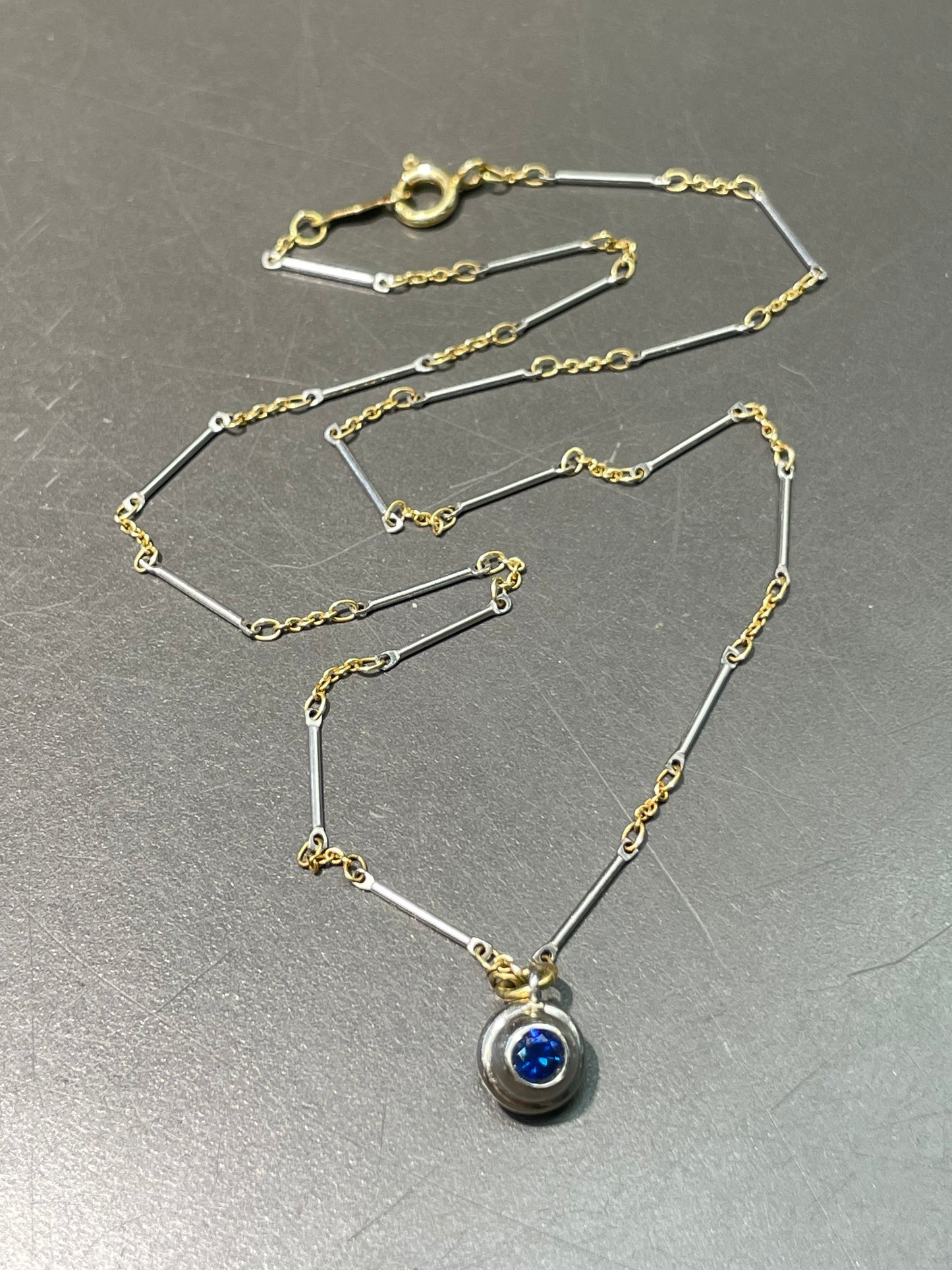 18K Gold Platinum 0.30 CTW Diamond Natural Sapphire Flip Pendant Necklace