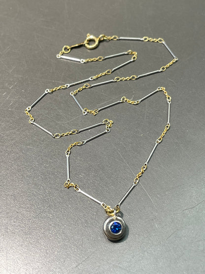 18K Gold Platinum 0.30 CTW Diamond Natural Sapphire Flip Pendant Necklace