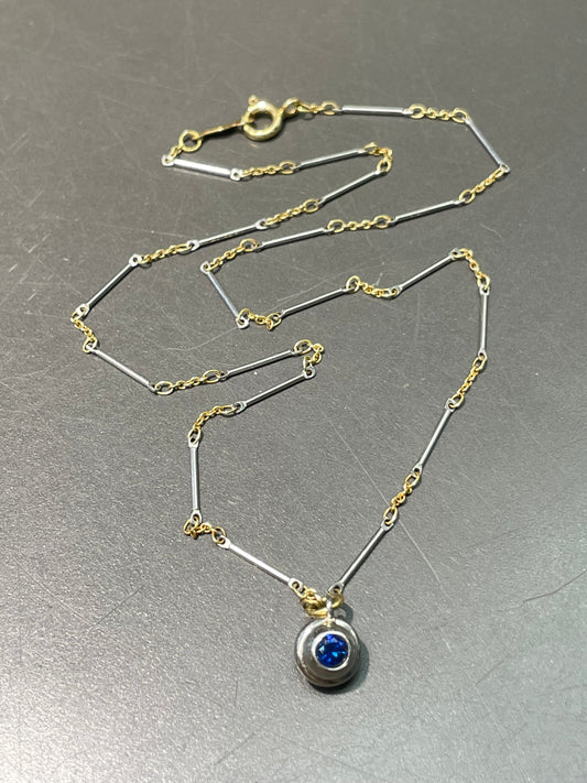 18K Gold Platinum 0.30 CTW Diamond Natural Sapphire Flip Pendant Necklace