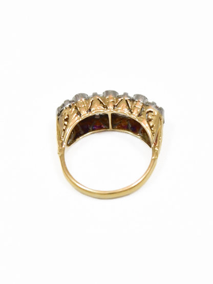 Antique 18K Yellow Gold Topped Platinum 2.62 CTW Four Stone Diamond Ring