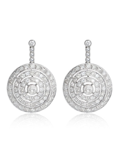 Art Deco Platinum 2.03 CTW Diamond Circle Dangle Drop Earring