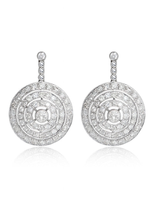 Art Deco Platinum 2.03 CTW Diamond Circle Dangle Drop Earring