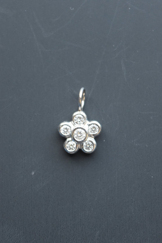 14K White Gold 0.32 CTW Diamond Flower Cluster Charm