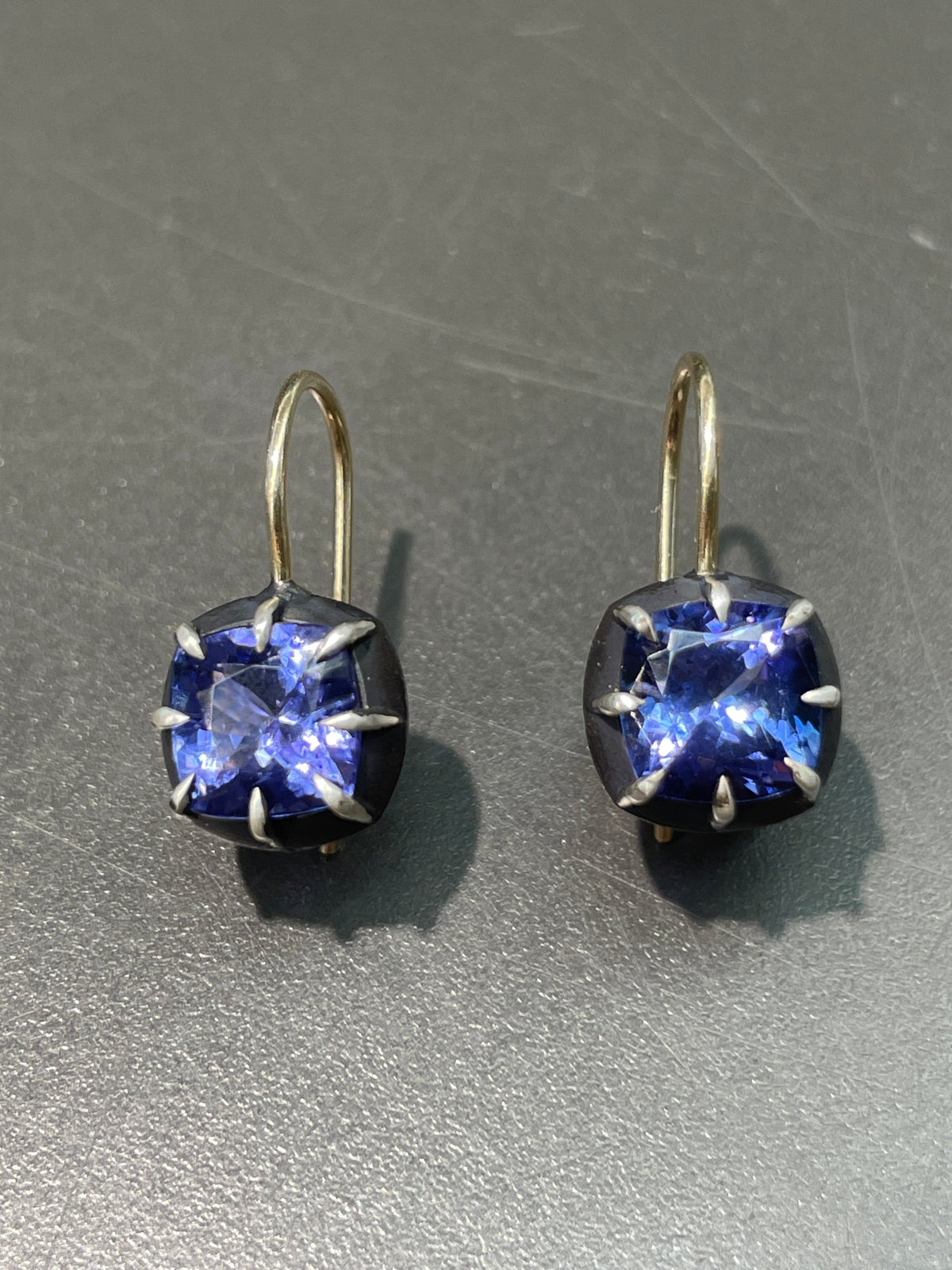 Georgian Style Tanzanite Collet-Set Earring