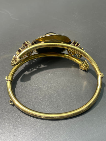 Bracelet jonc victorien en or 14 carats et grenat