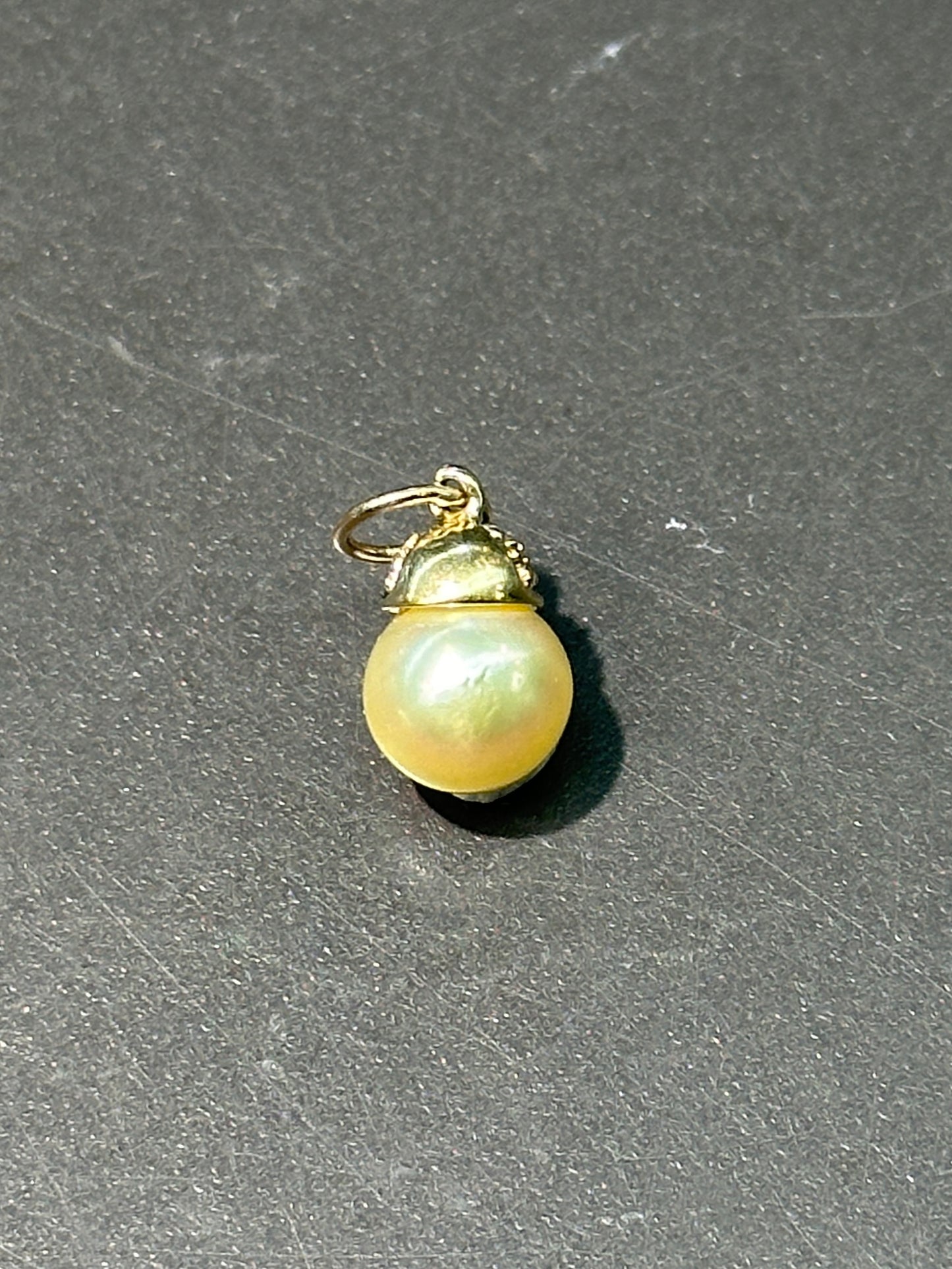 14K 金黄珍珠钻石吊饰