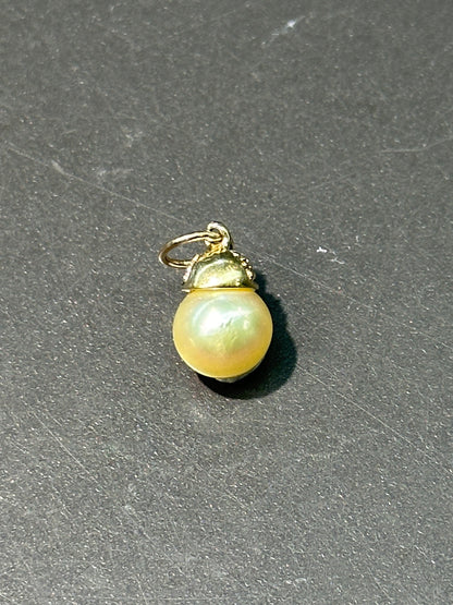 14K 金黄珍珠钻石吊饰